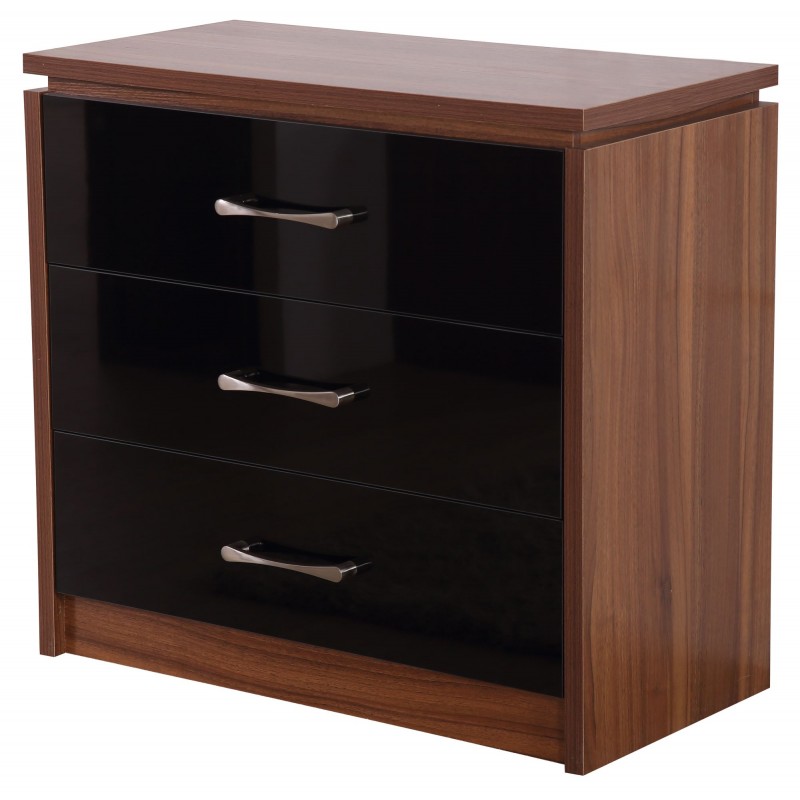 DC Conrad 3 Drawer Chest Black/Walnut